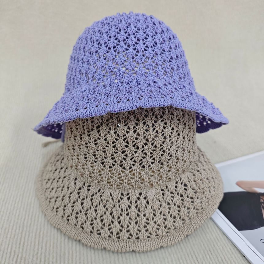 Hat Knit Plain Cloche