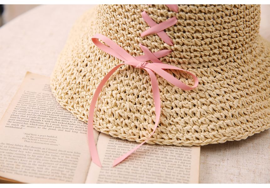 Bucket Straw Bow Hat