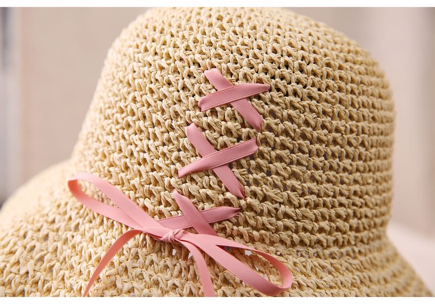 Bucket Straw Bow Hat