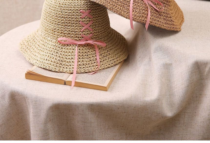 Bucket Straw Bow Hat