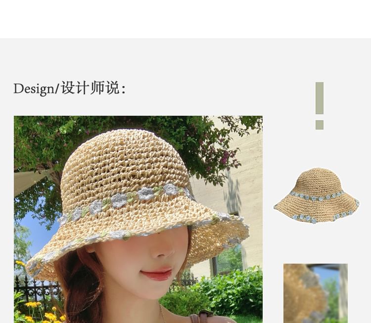 Hat Sun Straw Floral