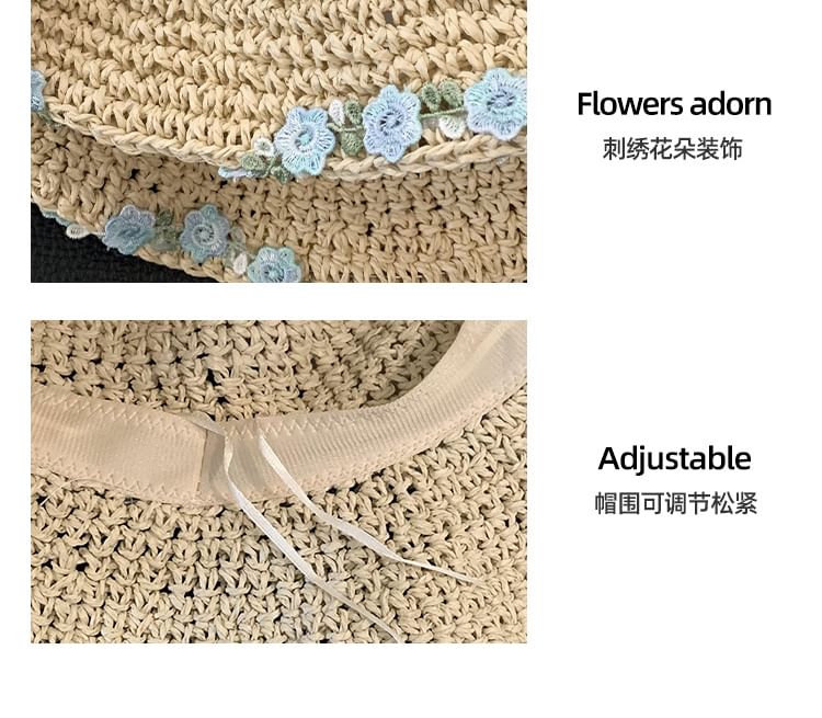 Hat Sun Straw Floral