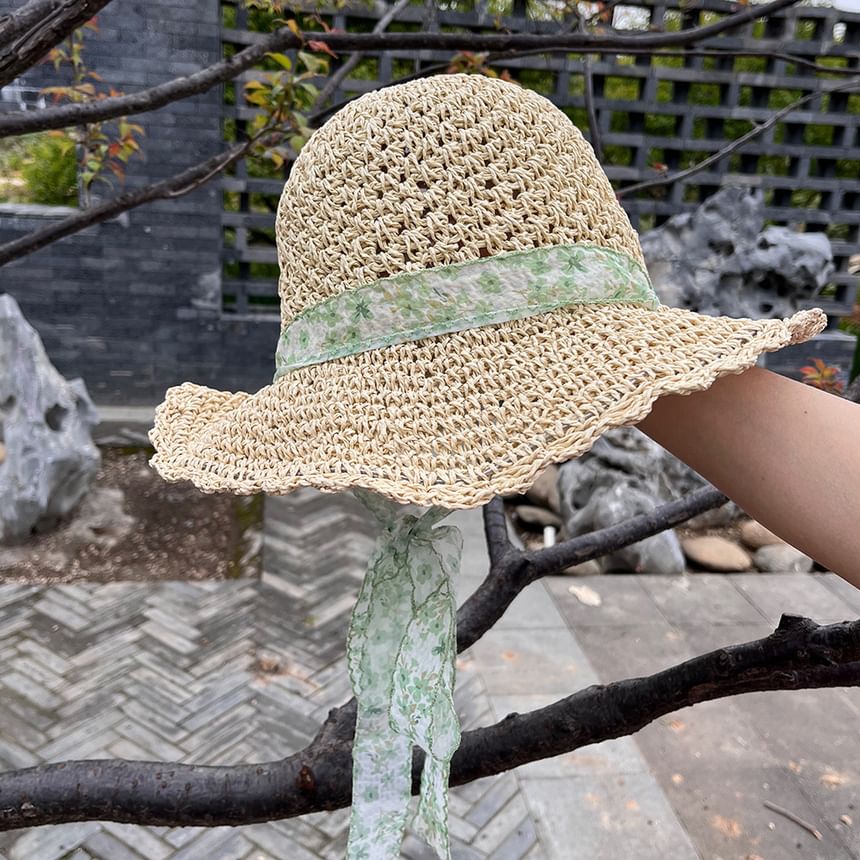 Ribbon Floral Sun Straw Hat