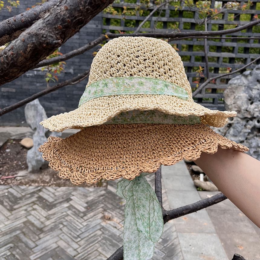 Ribbon Floral Sun Straw Hat