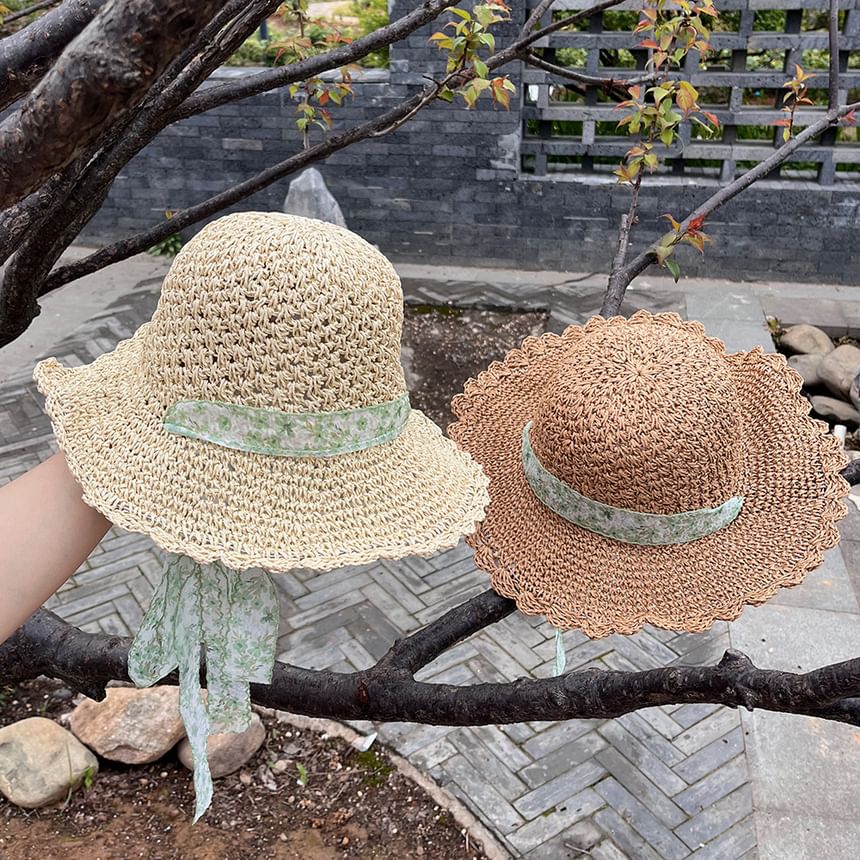 Ribbon Floral Sun Straw Hat