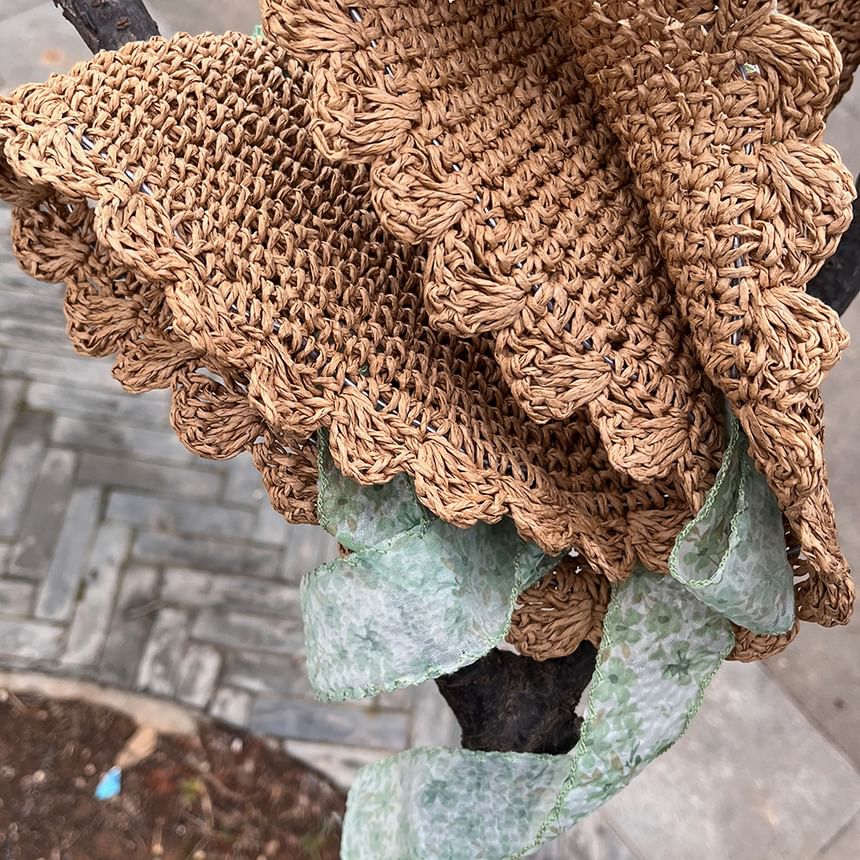 Ribbon Floral Sun Straw Hat