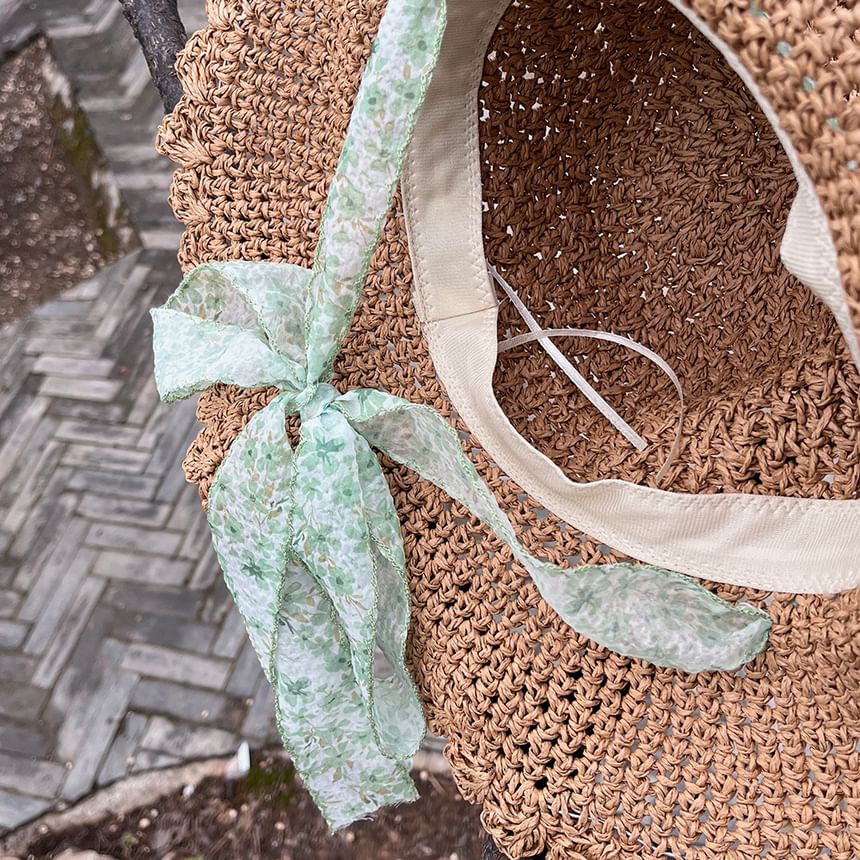 Ribbon Floral Sun Straw Hat