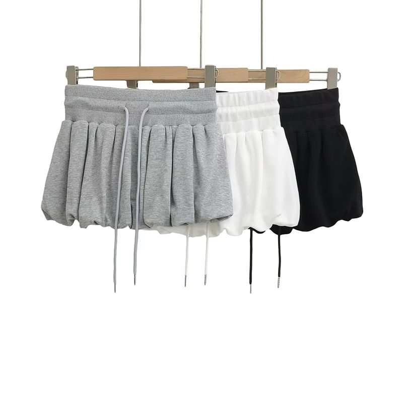 Tie-Waist Puffy Mini Skirt