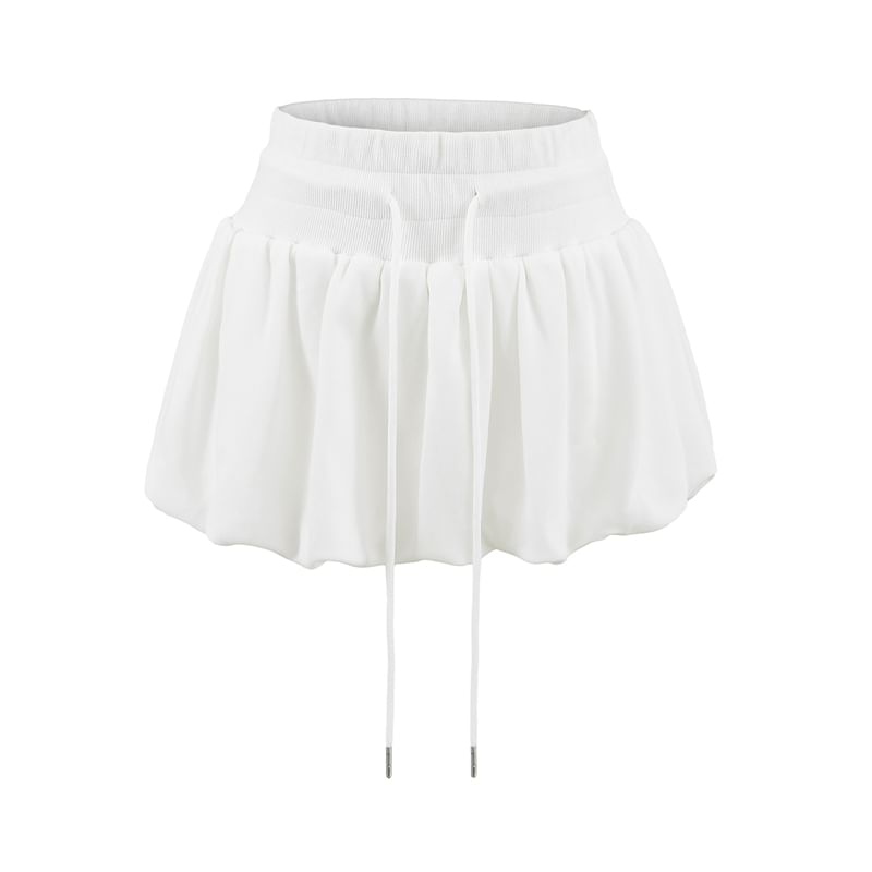 Tie-Waist Puffy Mini Skirt