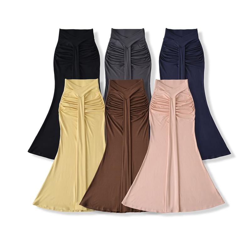 Ruched Mermaid Maxi Skirt
