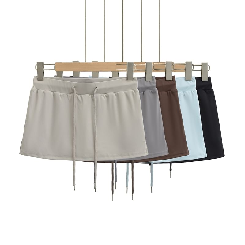 Drawstring Flared Mini Skirt