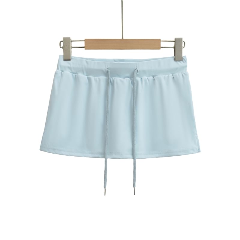 Drawstring Flared Mini Skirt