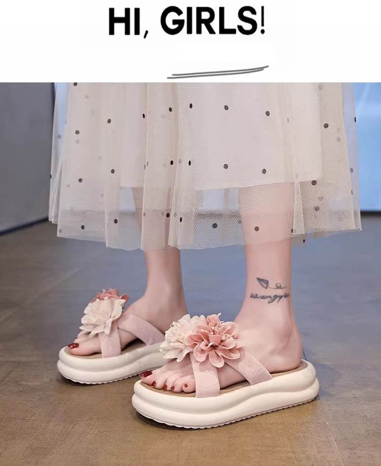 Platform Sandals Floral Slide
