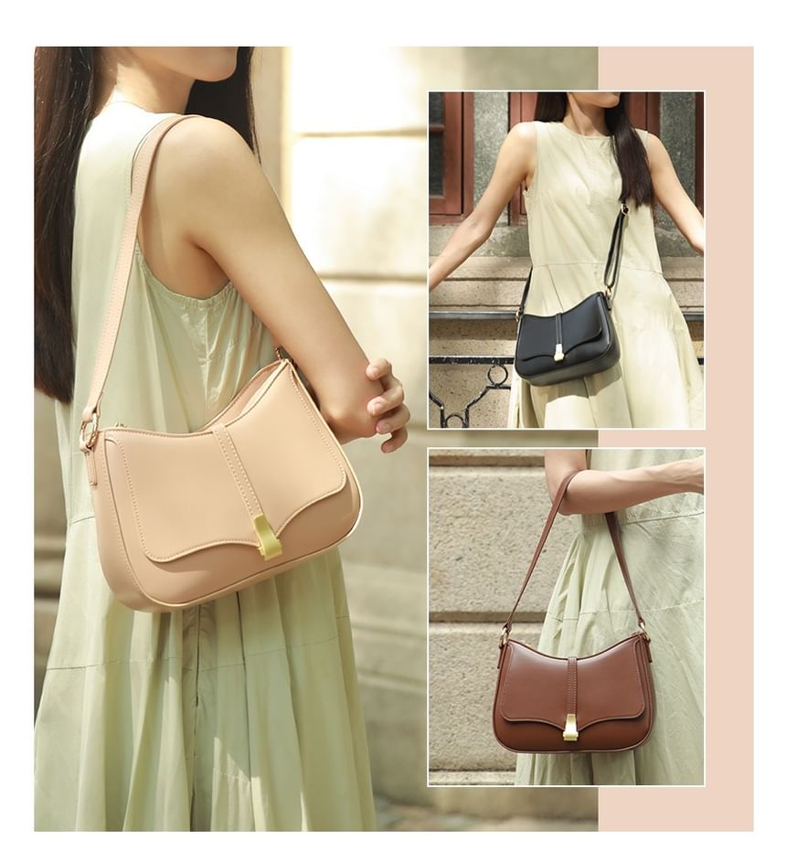 Plain Faux Leather Shoulder Bag