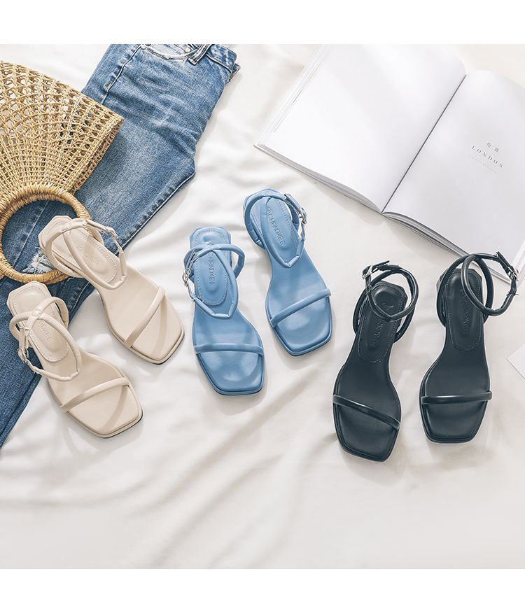 Strap Ankle Sandals Chunky Heel