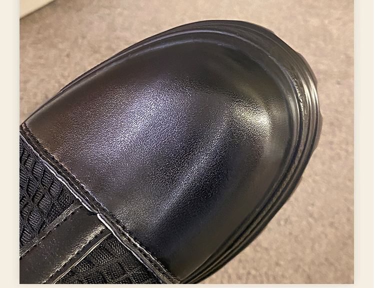 Heel Chunky Short Boots Buckled Platform Mesh Panel