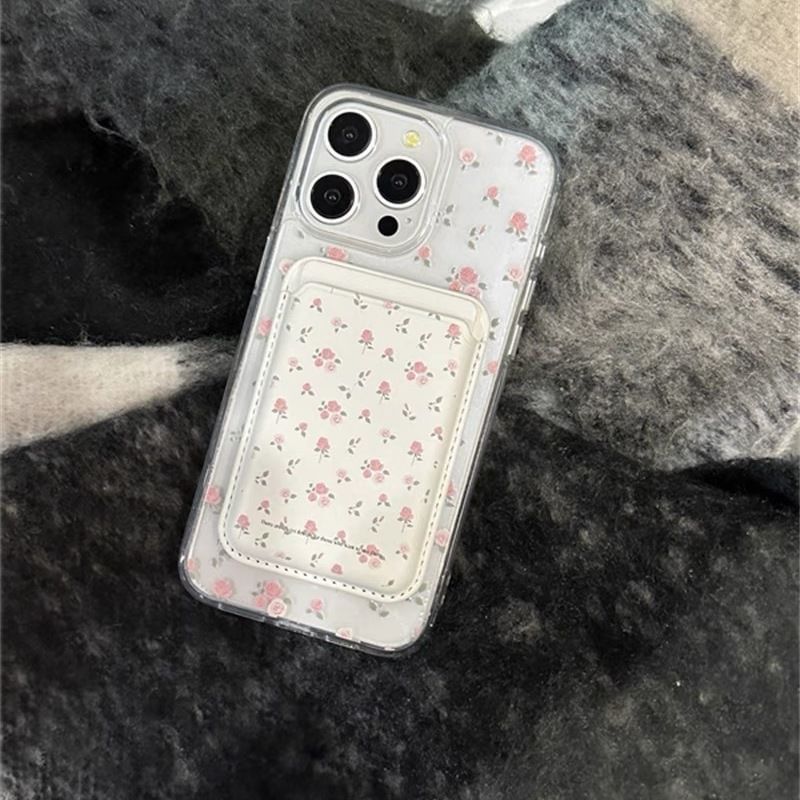 (Compatible / Case Set MagSafe) Card Floral Phone Magnetic Holder with