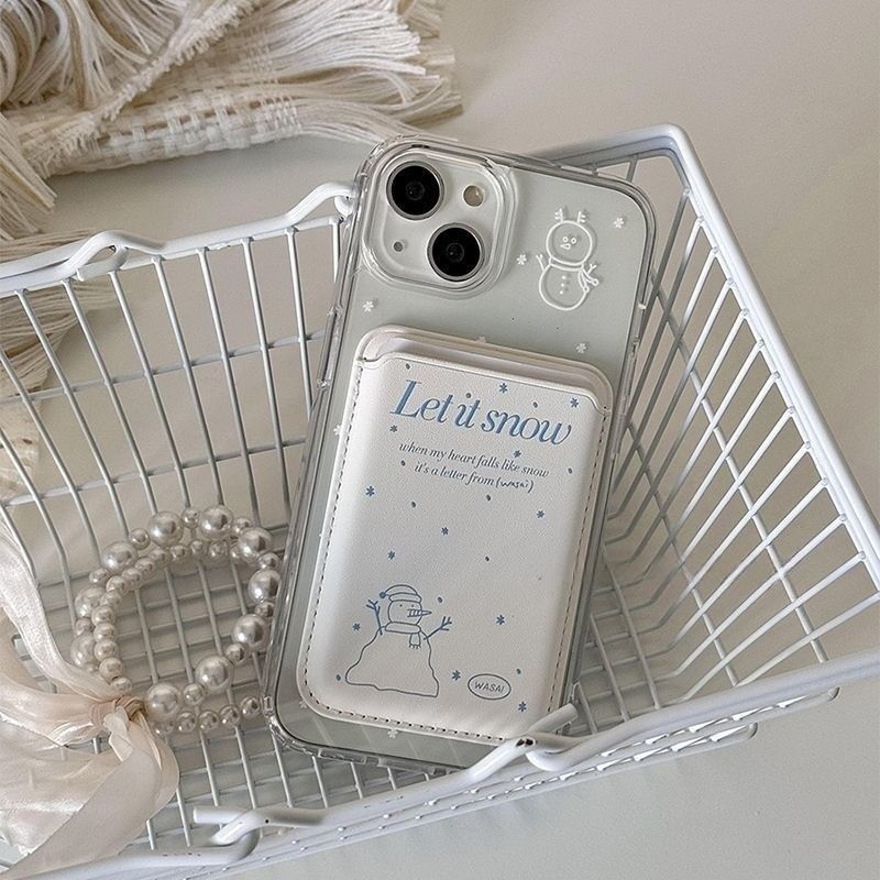 Card (Compatible MagSafe) Phone / Case Magnetic with Snowman