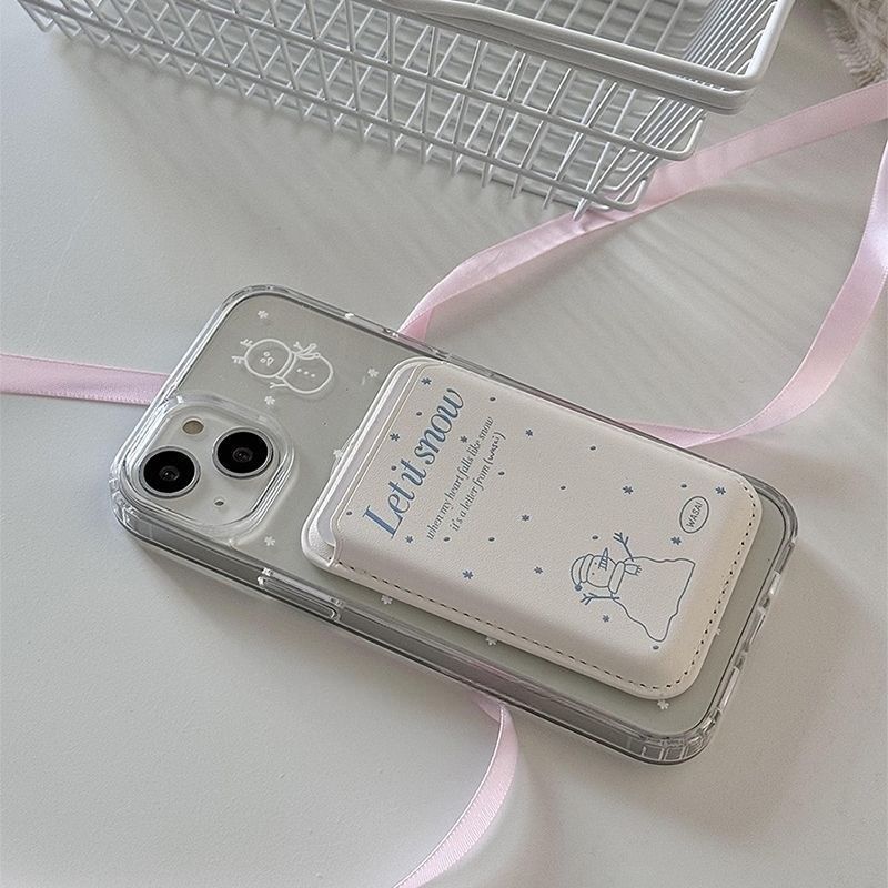 Card (Compatible MagSafe) Phone / Case Magnetic with Snowman