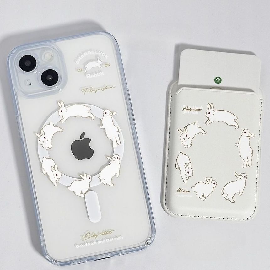 / Card Magsafe Rabbit Set iPhone Compatible Case Print