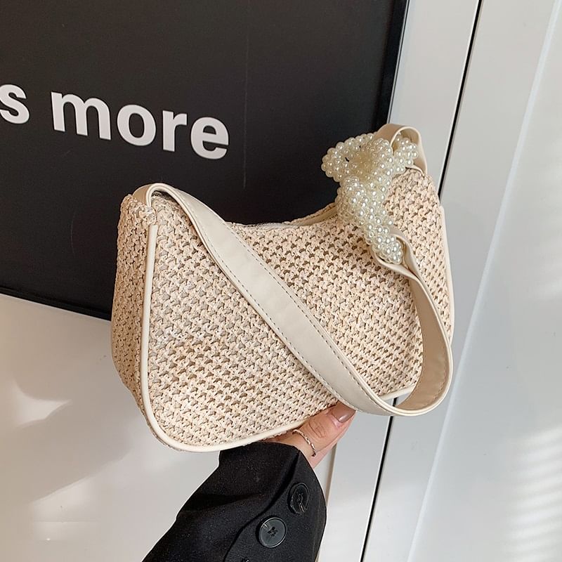 Woven Beaded Shoulder Bag