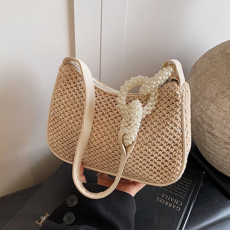 Woven Beaded Shoulder Bag