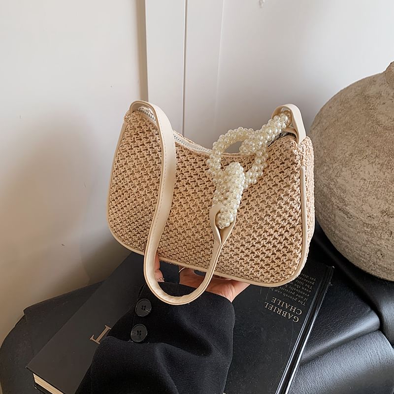 Woven Beaded Shoulder Bag