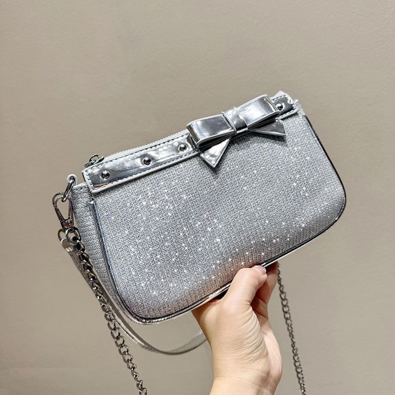 Glitter Faux Leather Shoulder Bag