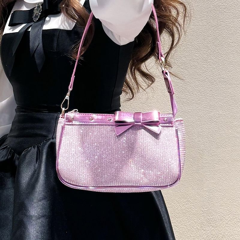 Glitter Faux Leather Shoulder Bag