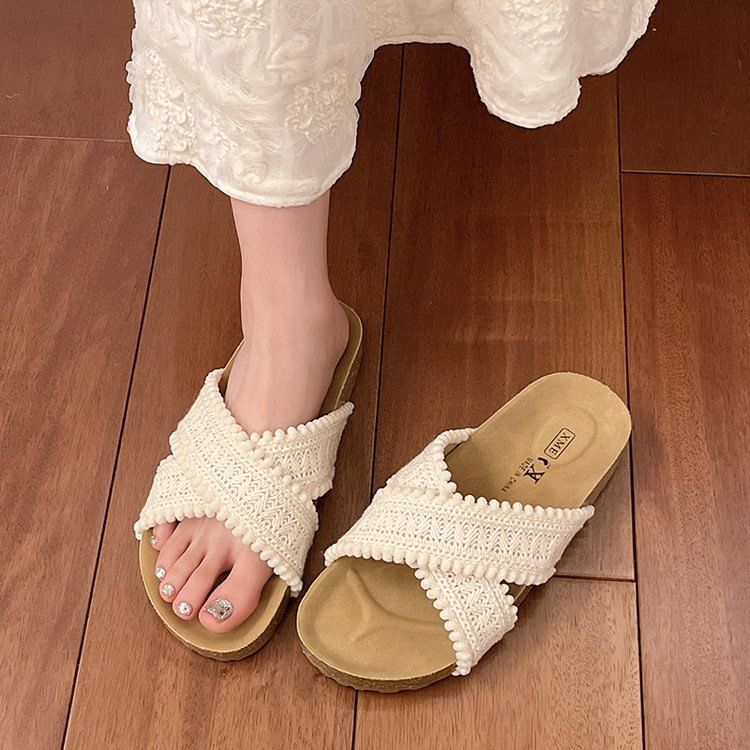 Cross Sandals Knit Strap