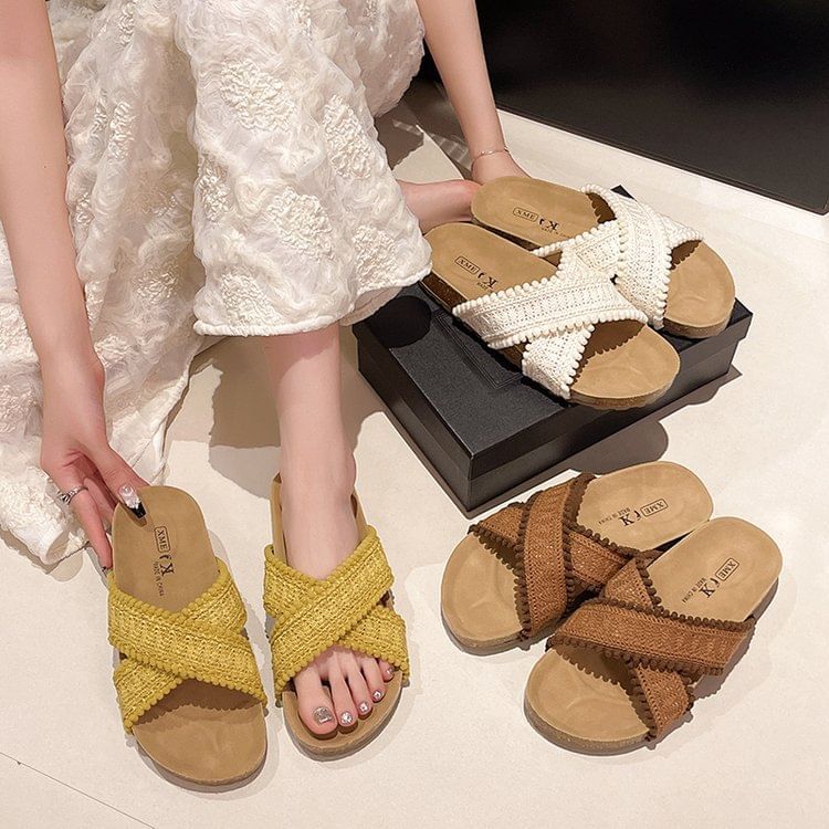 Cross Sandals Knit Strap