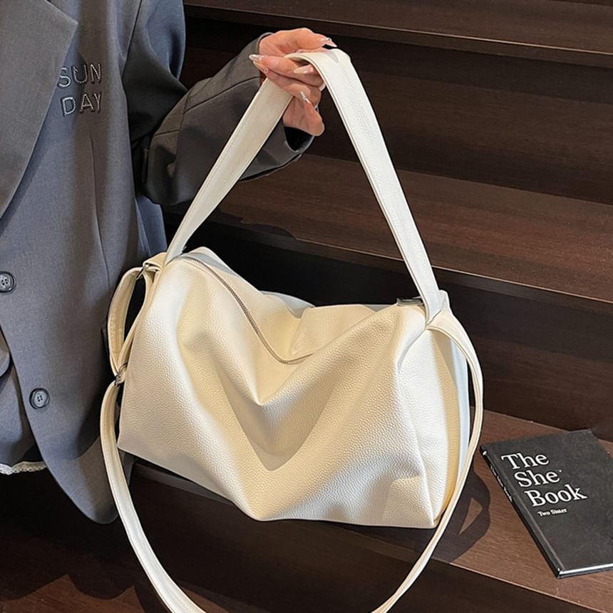 Plain Faux Leather Carryall Bag