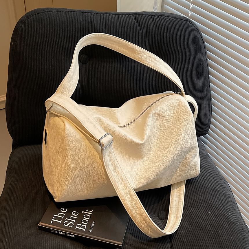 Plain Faux Leather Carryall Bag