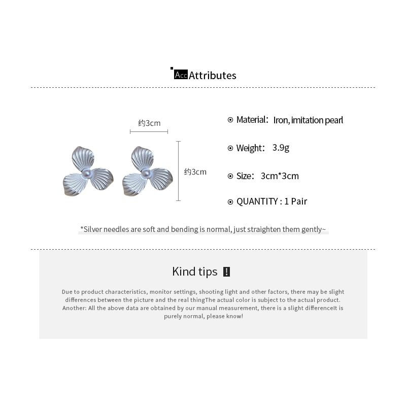 Stud Pearl Faux Earring Flower