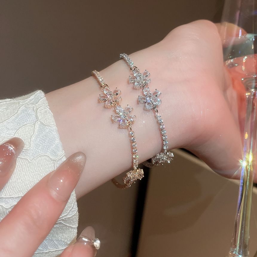 CZ Bracelet Flower Tennis