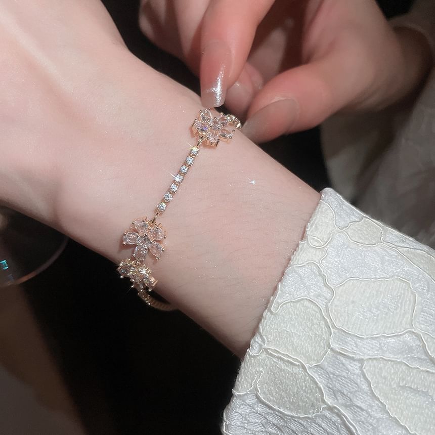 CZ Bracelet Flower Tennis