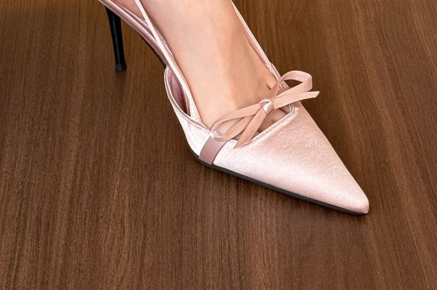 Slingback Mules Heel Bow Toe Stiletto Pointed