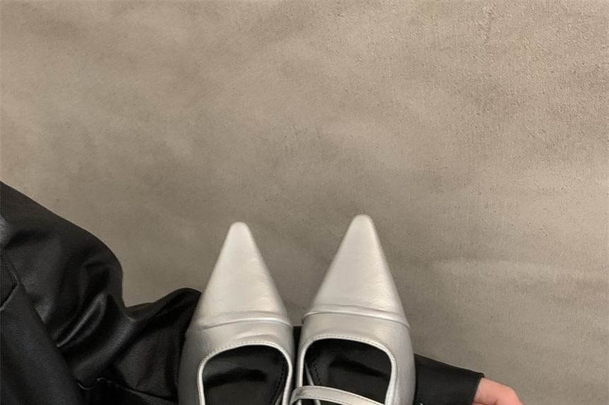 Buckled Heel Mules Chunky Pointed Toe