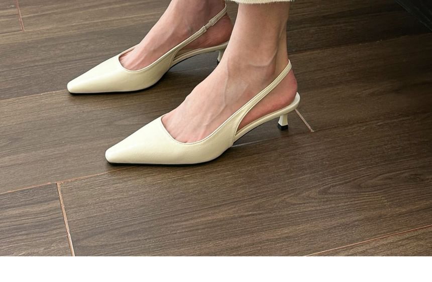 Kitten Toe Heel Mules Pointed Slingback