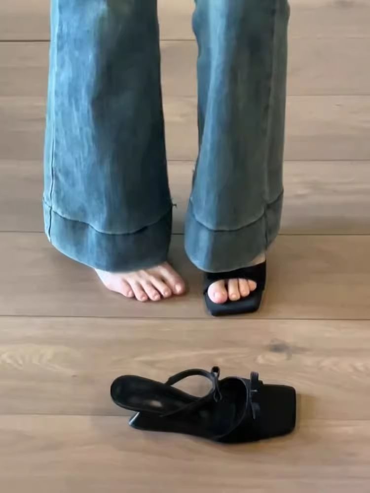 Slide Sandals Heel Bow Wedge