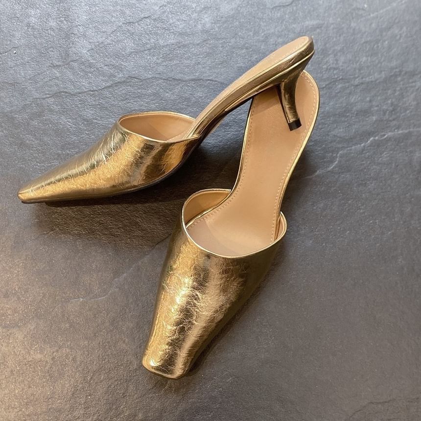 Kitten Faux Toe Leather Heel Square Mules