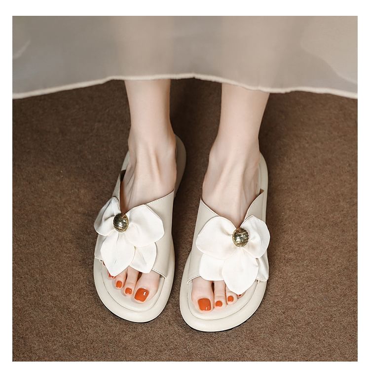 Slide Flower Accent Sandals