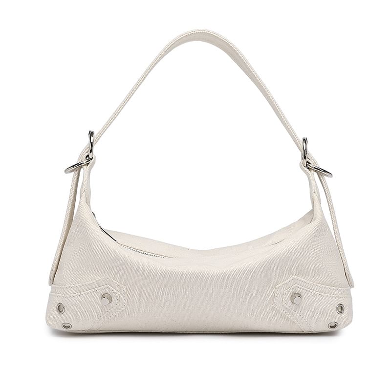 Faux Leather Studded Shoulder Bag