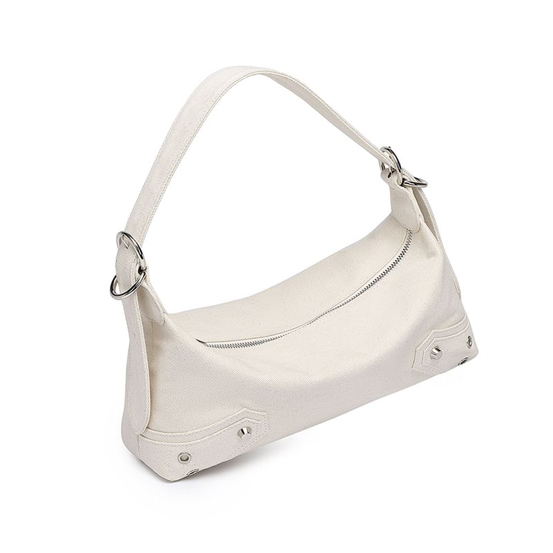 Faux Leather Studded Shoulder Bag