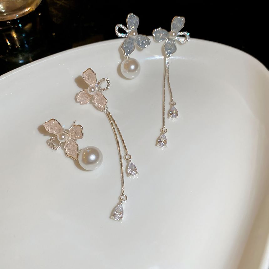 Floral Faux Earring Dangle Pearl