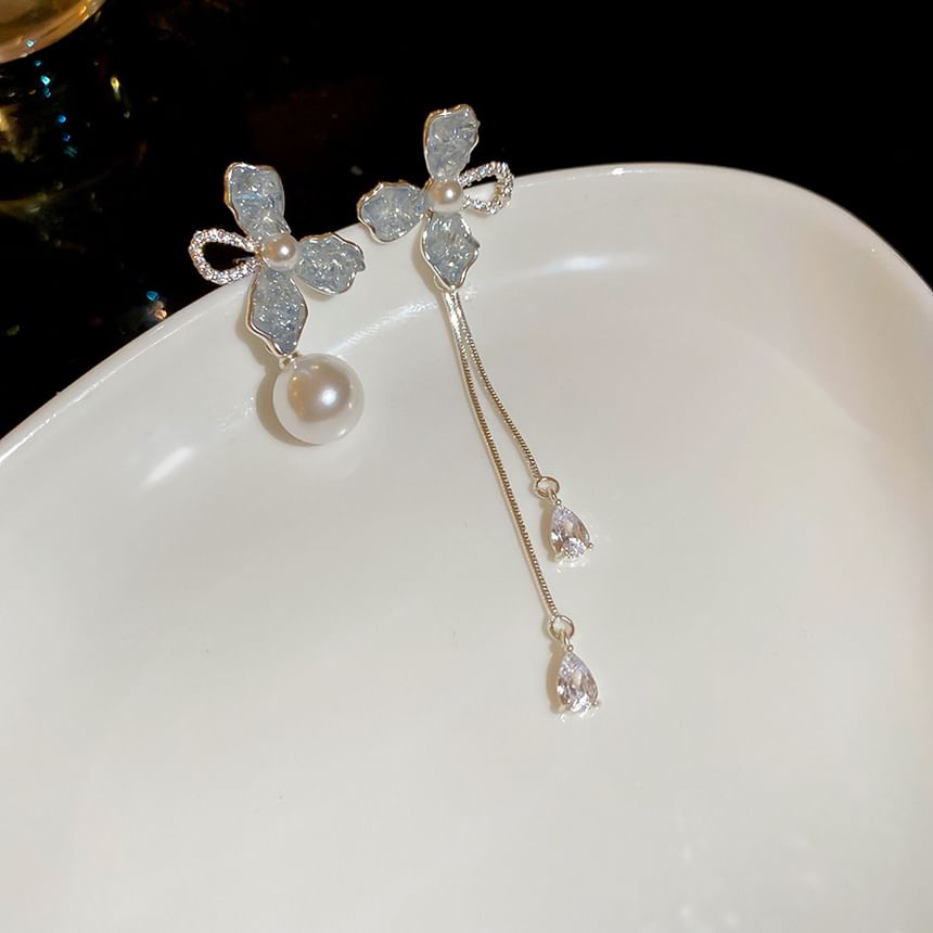 Floral Faux Earring Dangle Pearl