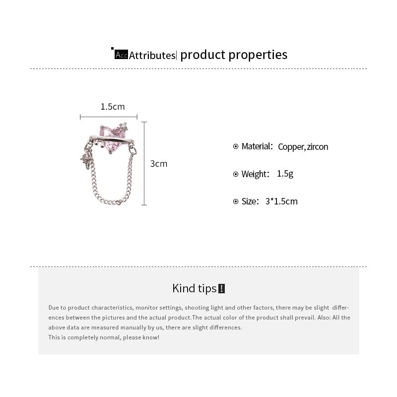 Chain Earring Heart Stud