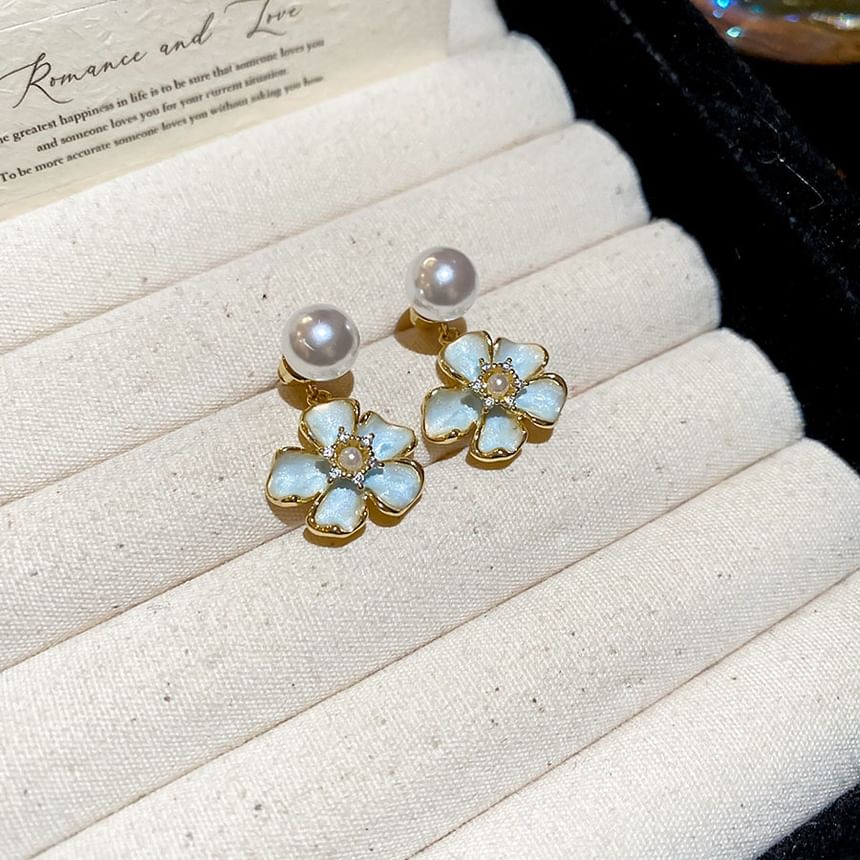 Drop Earring Pearl Faux Floral