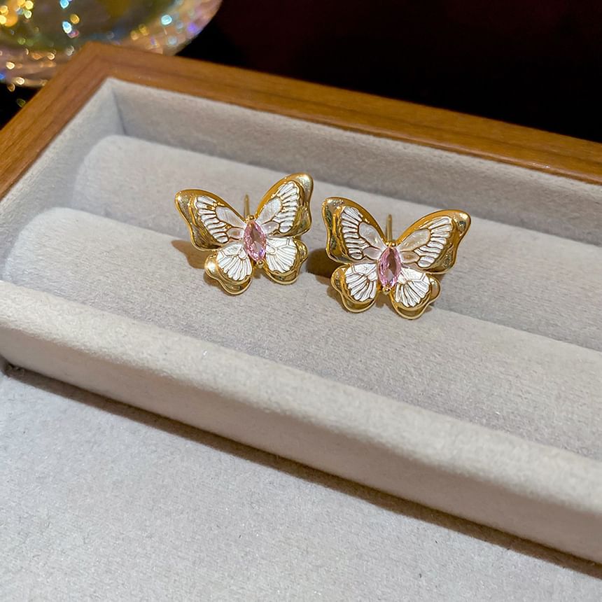 Necklace Layered / Stud Earring Faux Pearl Butterfly