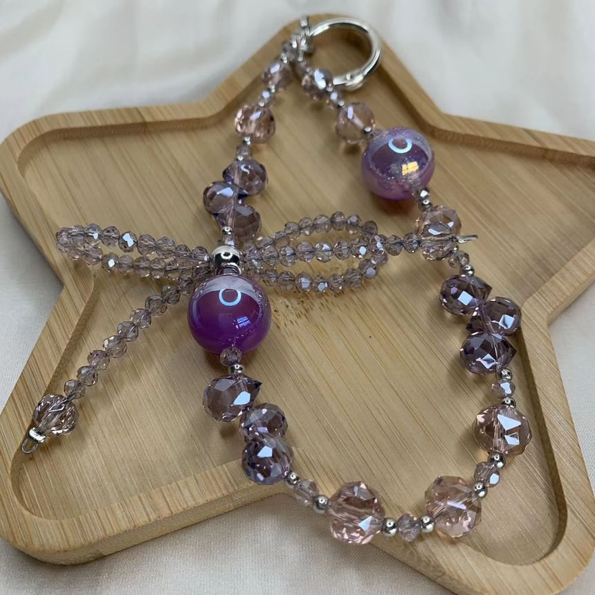 Faux Beaded Phone Strap Bow Wrist Crystal